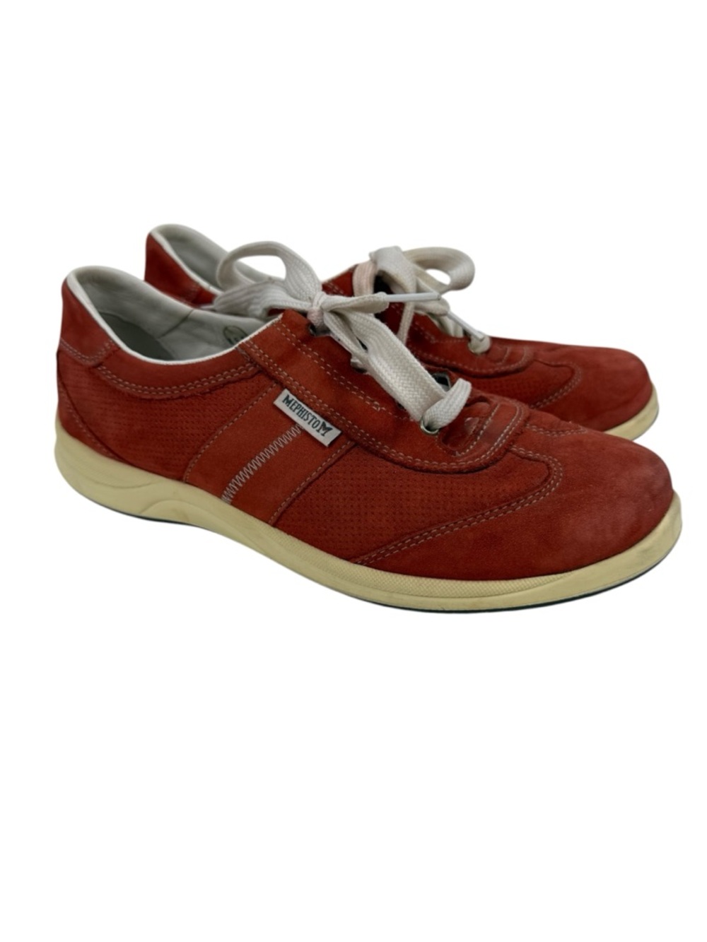 Mephisto Women's Laser Perf Sneakers Red Nubuck Suede Sz 6